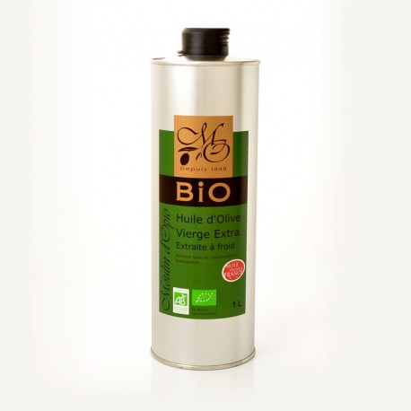 Bio natives Olivenöl extra 100 % aus Frankreich, Bio-Dose 1 l
